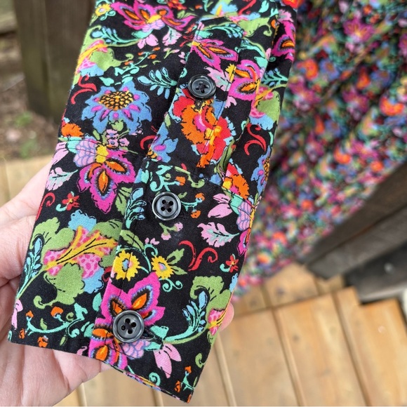 Boden Cotton Black Floral Tiered Maxi Shirt Dress Sz 8R - Picture 6 of 15